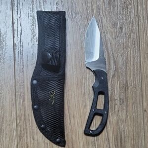 BROWNING SMALL G10 HANDLE FIXED BLADE SKINNING HUNTING KNIFE WITH NYLON SHEATH
